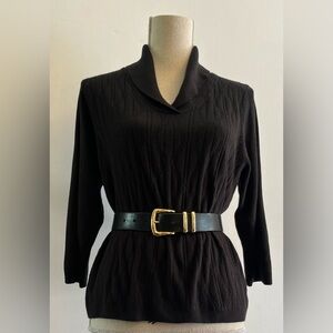 ALIA Petites Black Super Soft cableknit Sweater LARGE